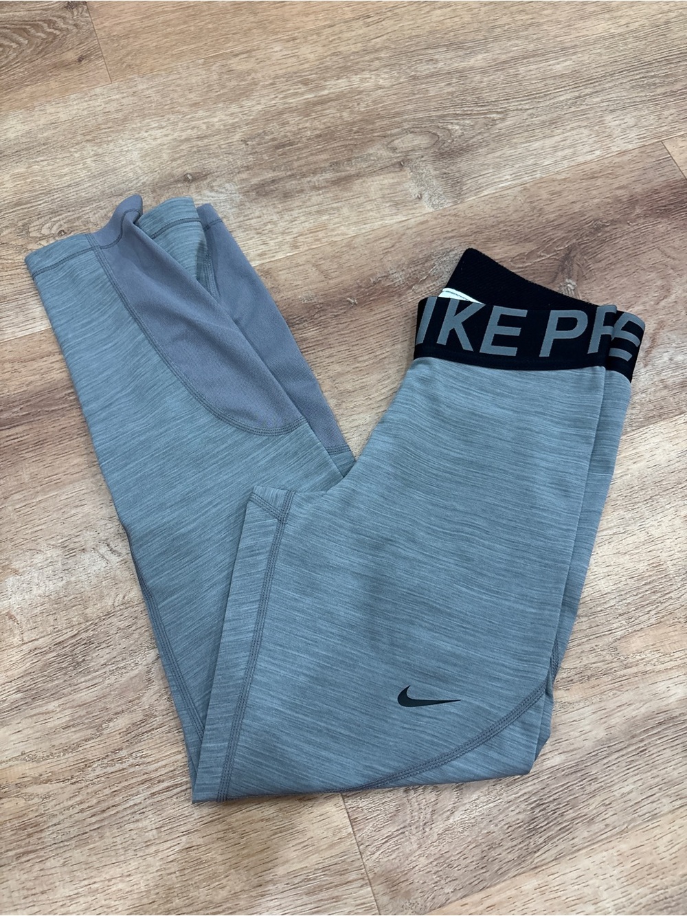 Nike Grey Athletic Leggings with Black Waistband